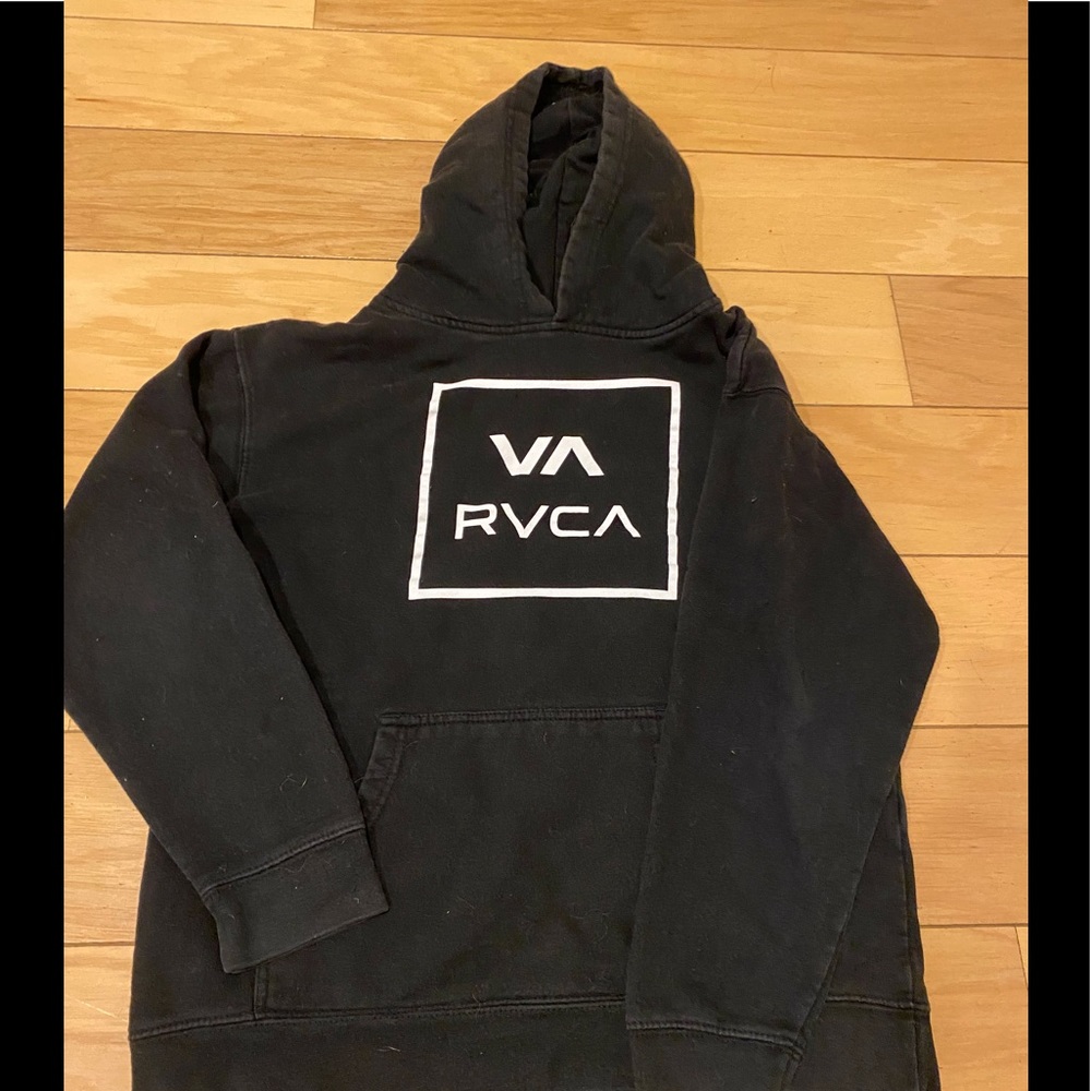 RVCA black hooded sweatshirt. Boys size L.